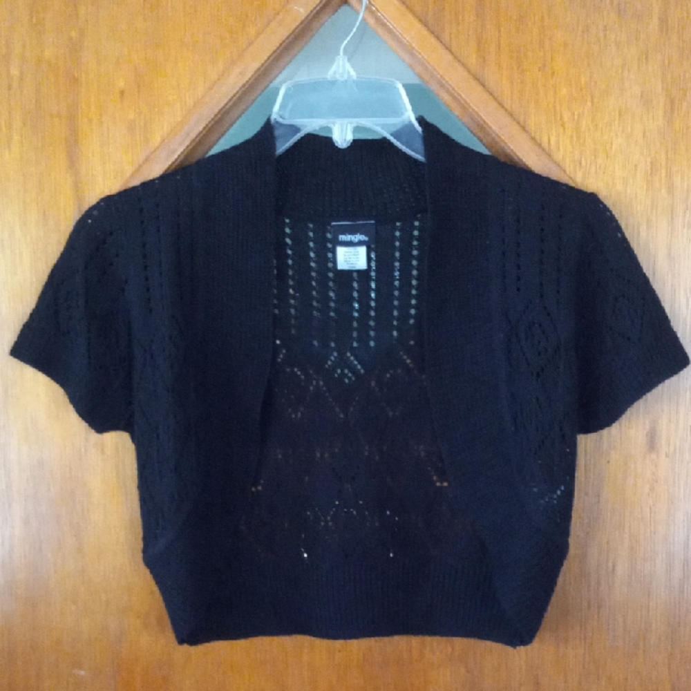 NWT Mingle Black Crop Top Crochet Cardigan